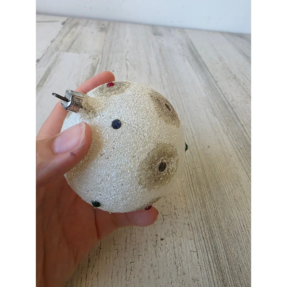 vintage West Germany gem Mica white Glass Mercury ornament